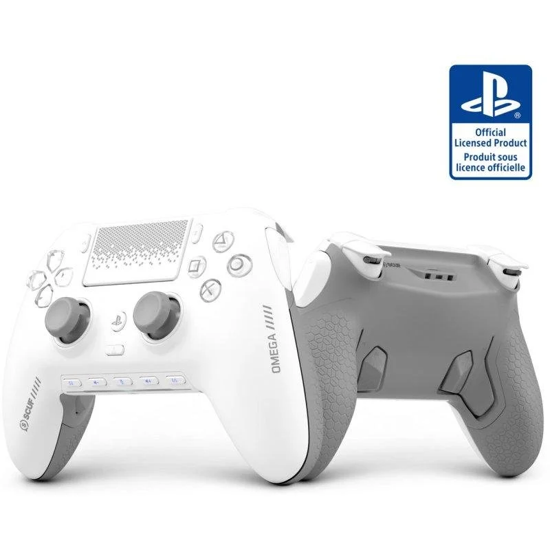 Detalle de Mando inalámbrico SCUF Omega Blanco para PS5 y PC con 11 entradas programables