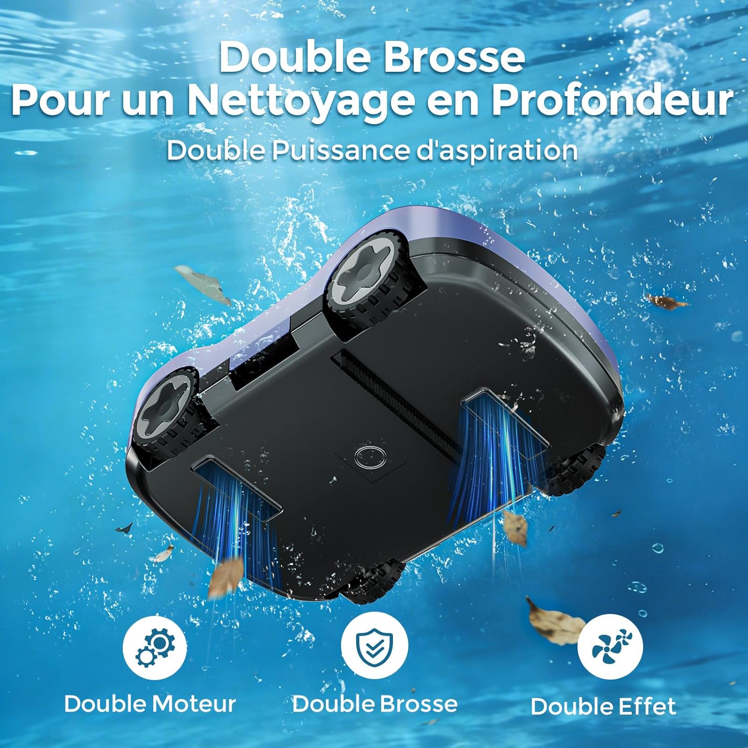 Detalle de Robot Piscine sans Fil C5 : nettoyeur de piscine jusqu'à 200 m², autonomie de 180 minutes