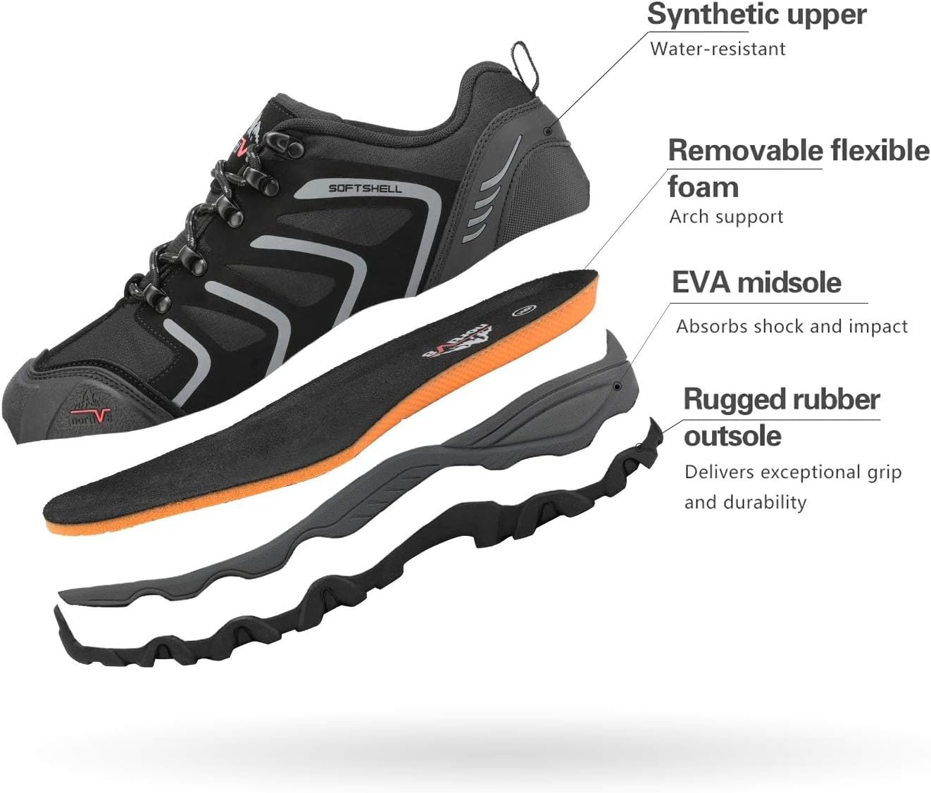 Thumbnail 3 de NORTIV 8 Herren wasserdichte Wanderschuhe (Low Top) – leichter Outdoor-Trekking- und Trail-Stiefel