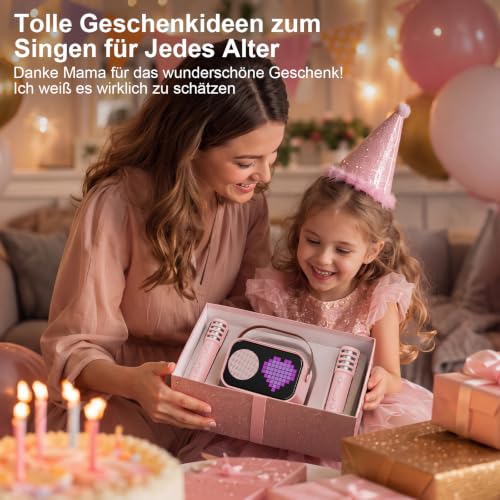 Thumbnail 8 de JYX Karaoke Anlage mit 2 Mikrofonen (Rosa) – kompakte KTV-Box mit DSP-Sound, RGB-Licht und Akku