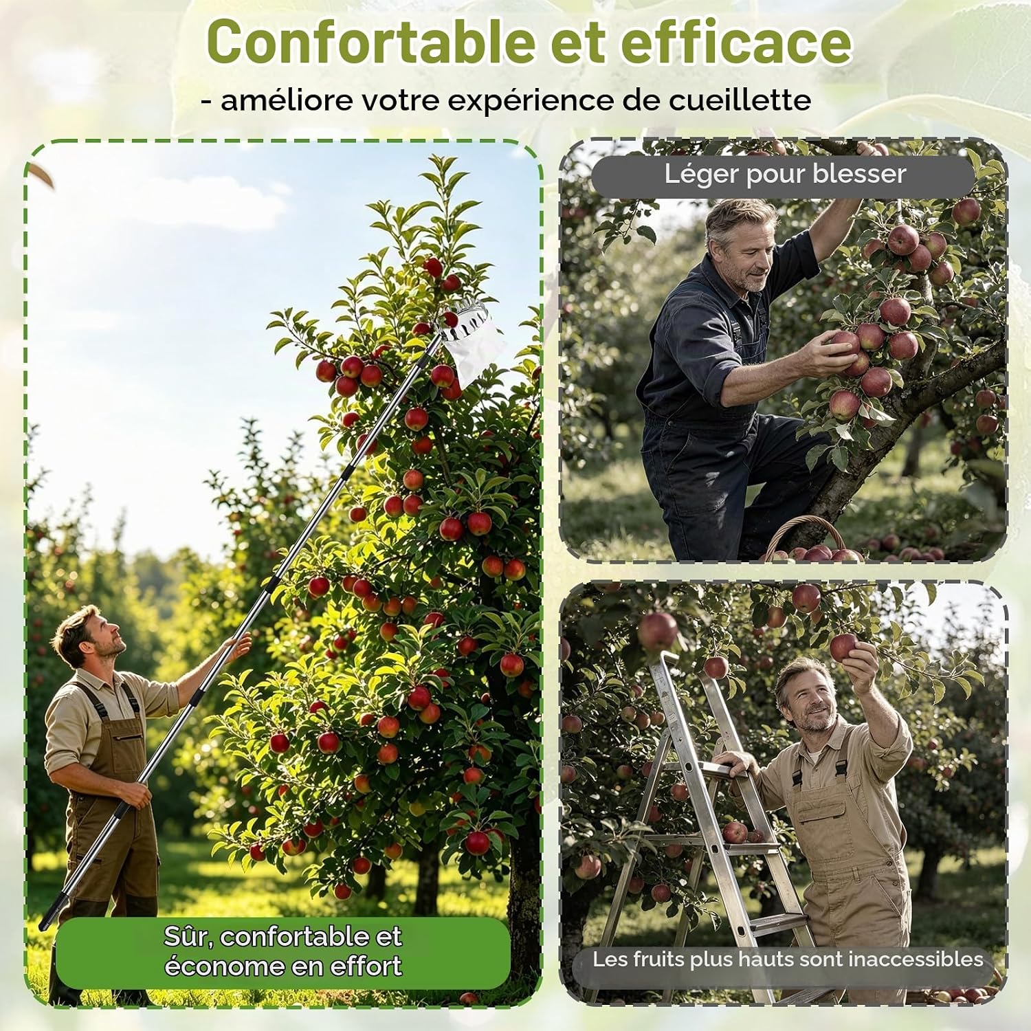 Detalle 2 de EclipseGuard telescopische fruitplukker tot 4,2 m met katoenen zak