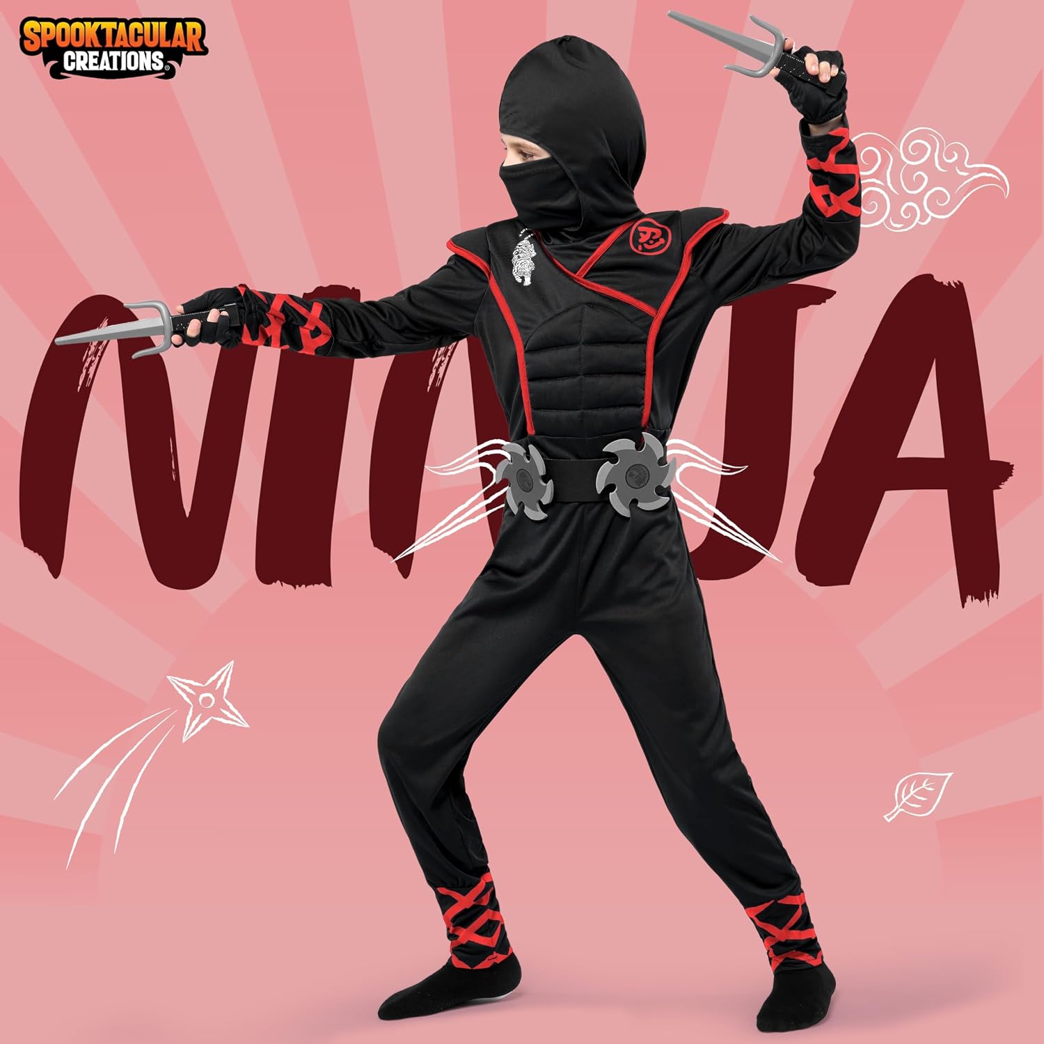 Detalle 2 de Spooktacular Creations Jungen Ninja Kostüm L 🎭
