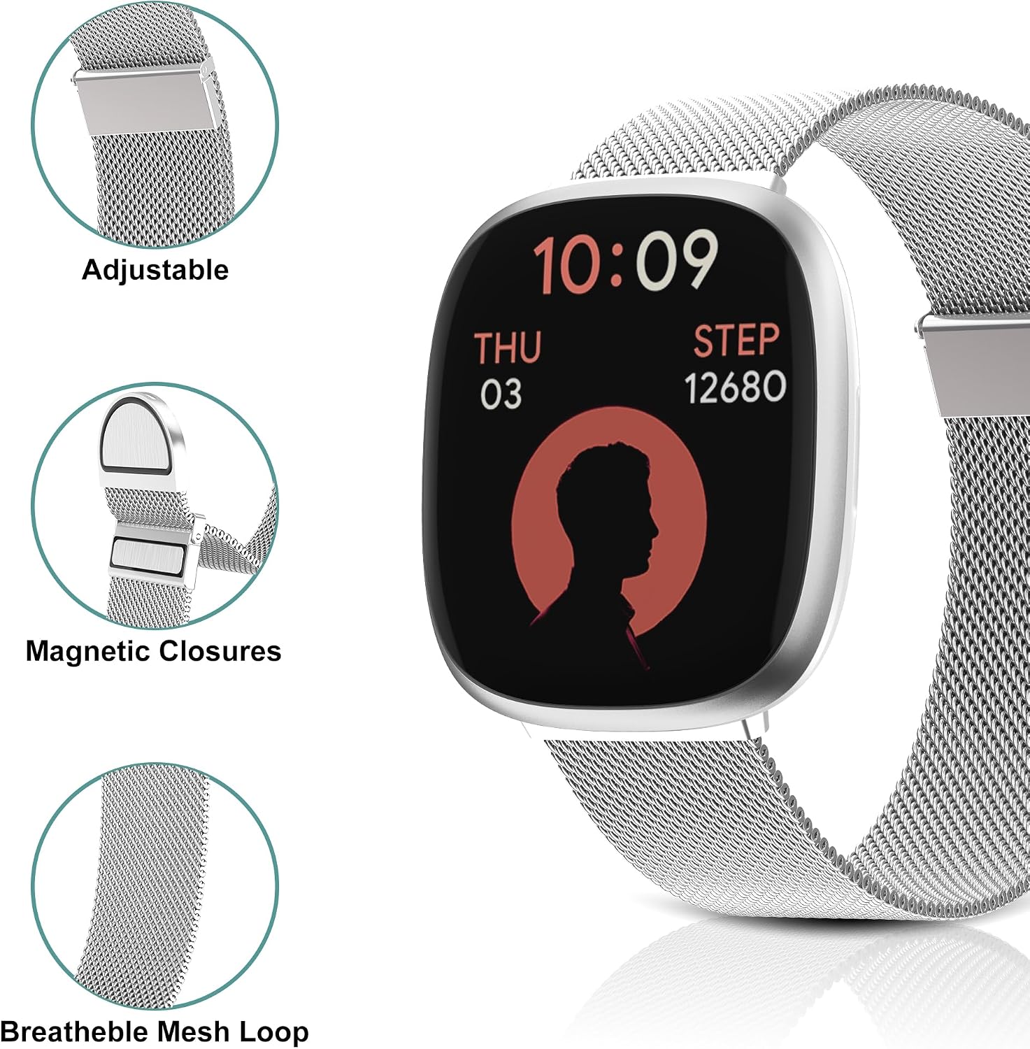 Detalle 1 de Higgs Strap for Fitbit Versa 3/4, 5.5–8.5in