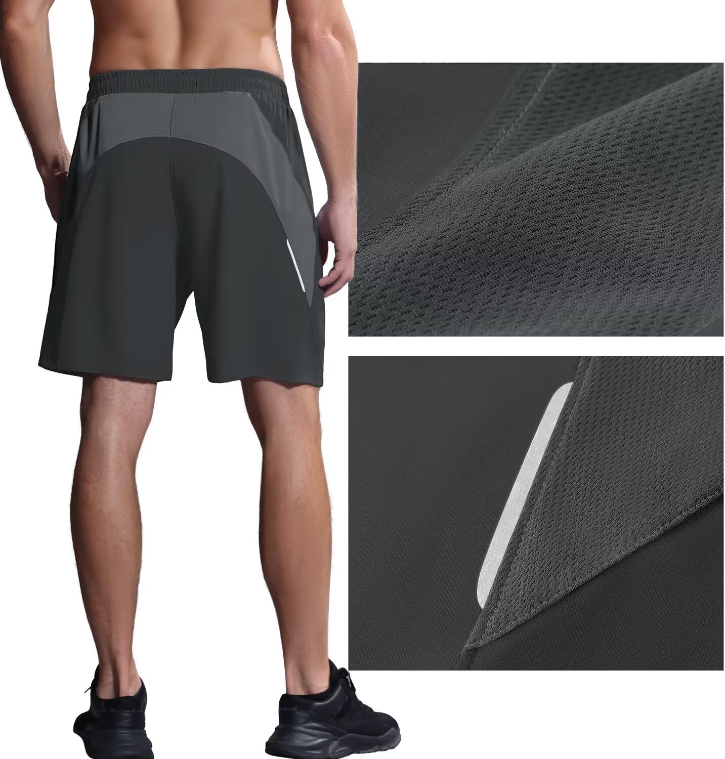 Thumbnail 3 de HMIYA Men's Sport Shorts: Quick-Dry Running Gym Shorts with Zip Pockets