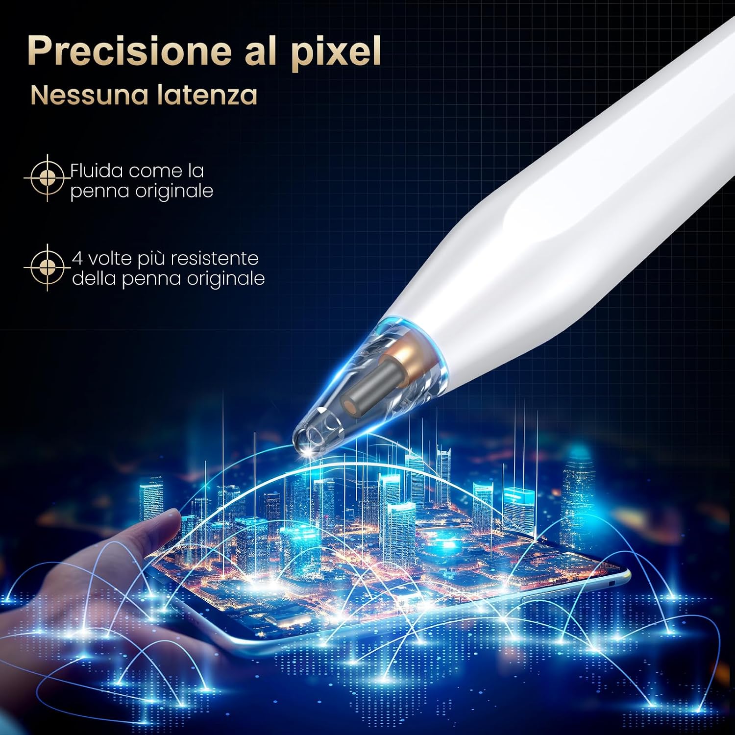 Detalle de BAZO Penna Compatibile per iPad 2018-2026: ricarica rapida, palm rejection e inclinazione - compatibilità ampia
