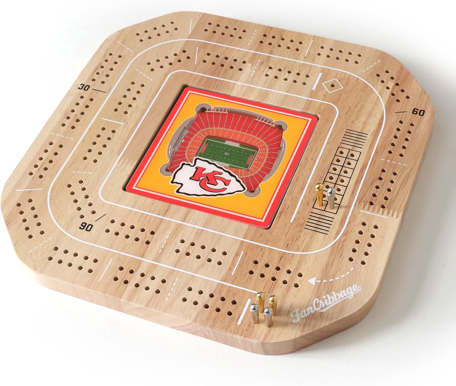 Detalle 2 de YouTheFan NFL Licensed Fan Cribbage Wood Board Game