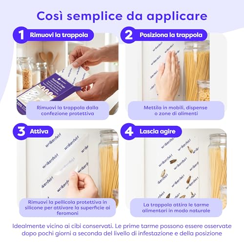 Detalle de Wolkenfeld Trappole Farfalline Alimentari Adesive 12x – Monitoraggio Naturale in Dispensa