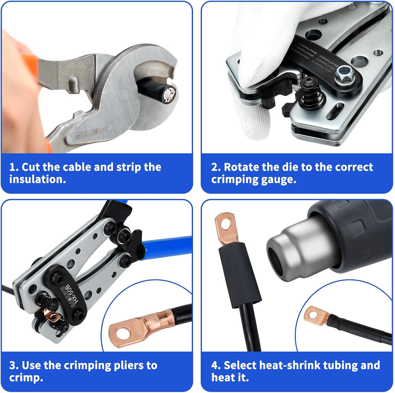 Thumbnail 5 de Sanuke 1 Crimper Battery Cable Lug Crimper, 6 Die Sizes, Ratcheting Design
