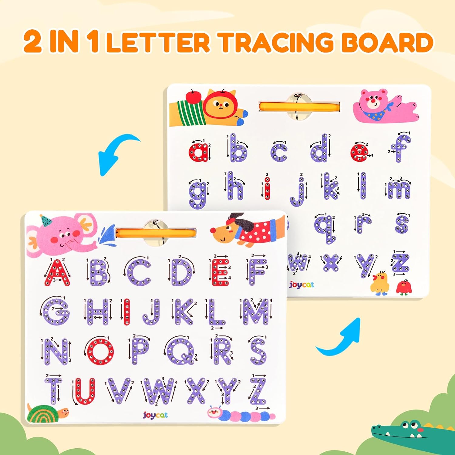 Thumbnail 1 de JoyCat Magnetic Animal Letter Tracing Board, Double-Sided ABC Writing Toy