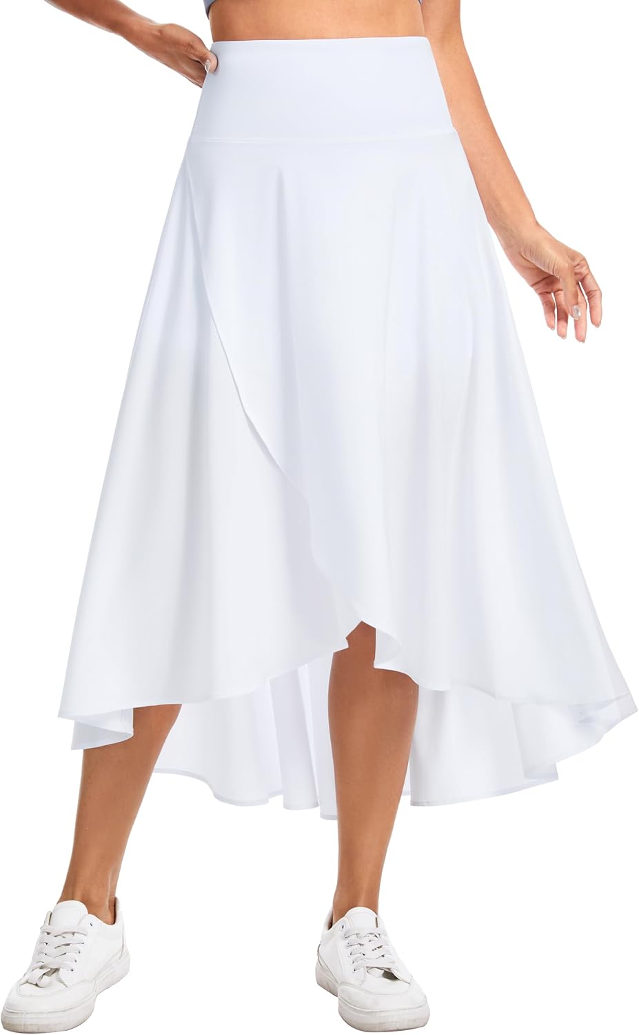 Detalle de THE GYM PEOPLE Women's Long High-Low Maxi Skort with Built-In Shorts and Pockets