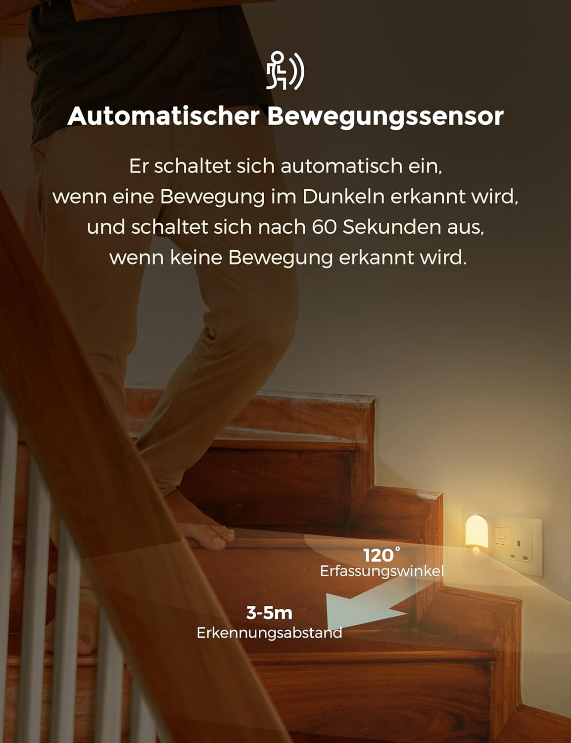 Thumbnail 6 de LOHAS-LED Nachtlicht-Steckdose mit Bewegungssensor und 3 Modi (EIN/AUTO/AUS) – warmweiß 3000K