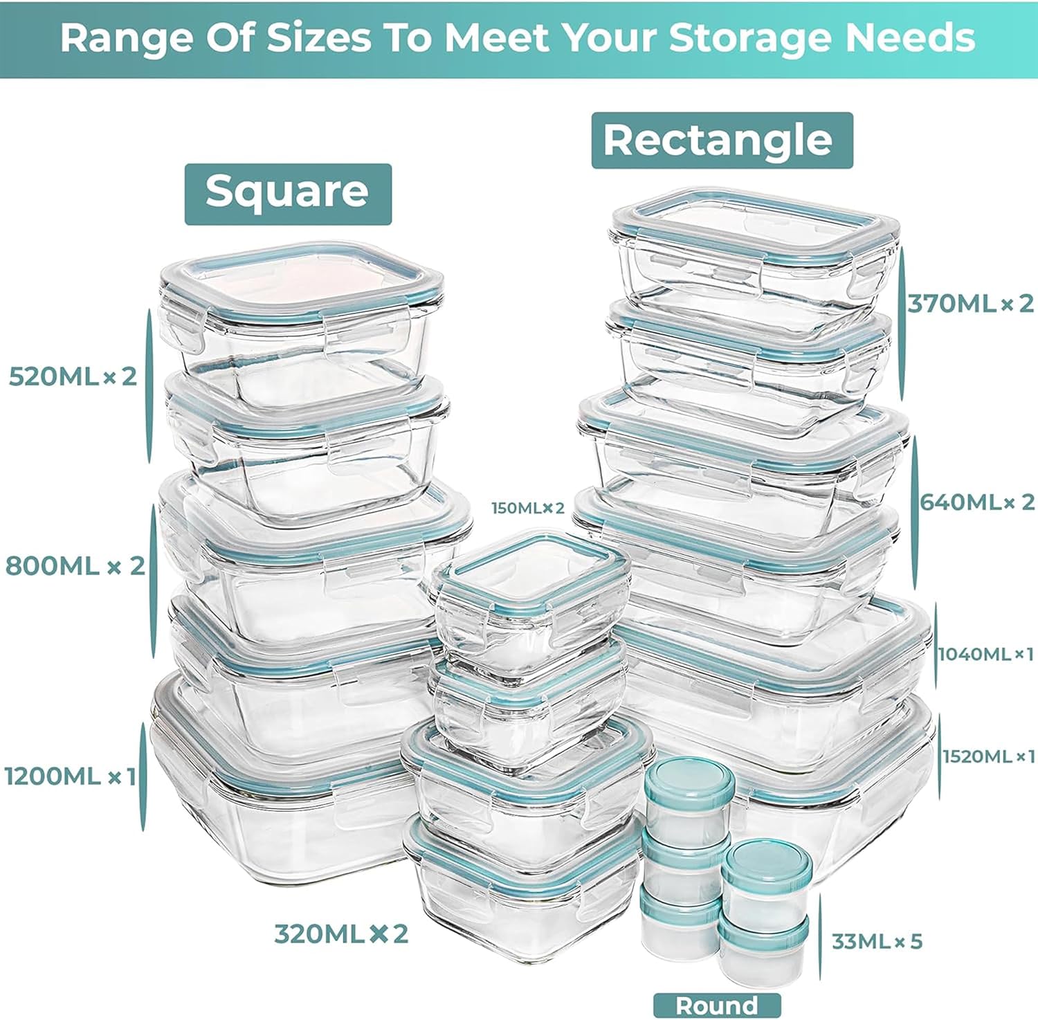 Thumbnail 1 de Razab 35-Pc Glass Food Storage Set ⚙