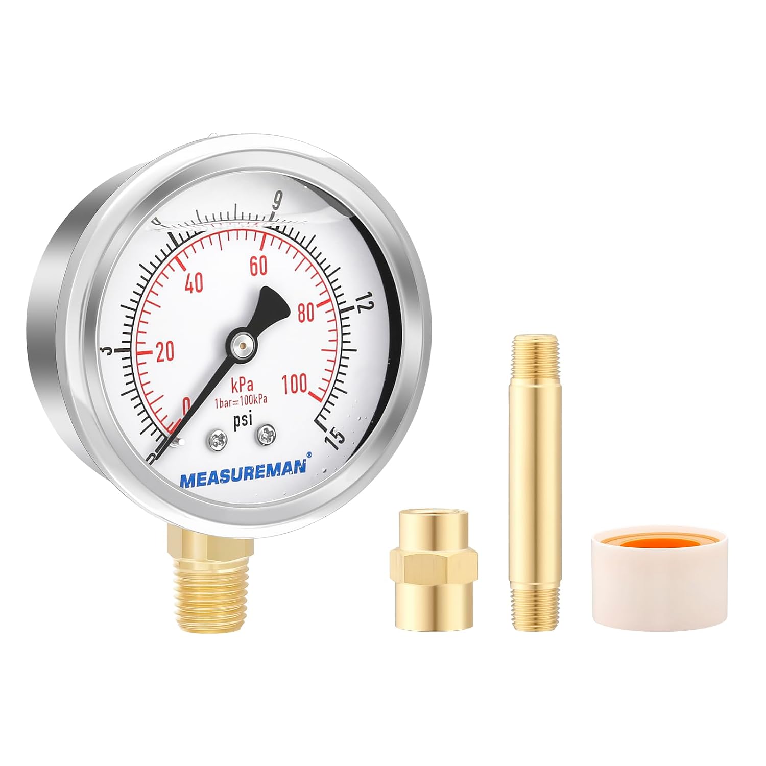 Thumbnail 1 de MEASUREMAN 0-15 PSI Liquid-Filled Air Gauge Kit for Oil-Fired Heaters