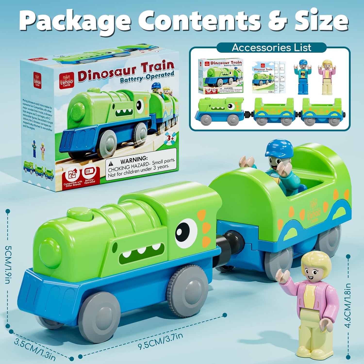 Thumbnail 6 de Lehoo Castle Motorized Train for Wooden Track – Dinosaur Theme
