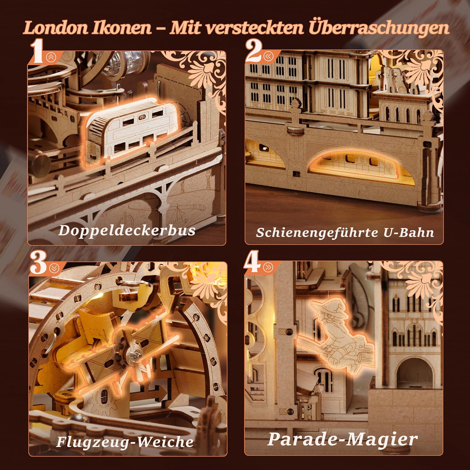 Detalle 2 de ROBOTIME EGB01 Holz 3D Puzzle mit Murmelbahn