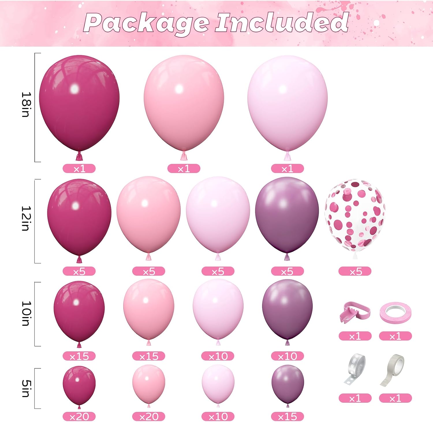 Detalle de 147 Stück Valentinstag Deko Set Rosa – Luftballon Girlande in Hot Rosa, Gold und Weiß