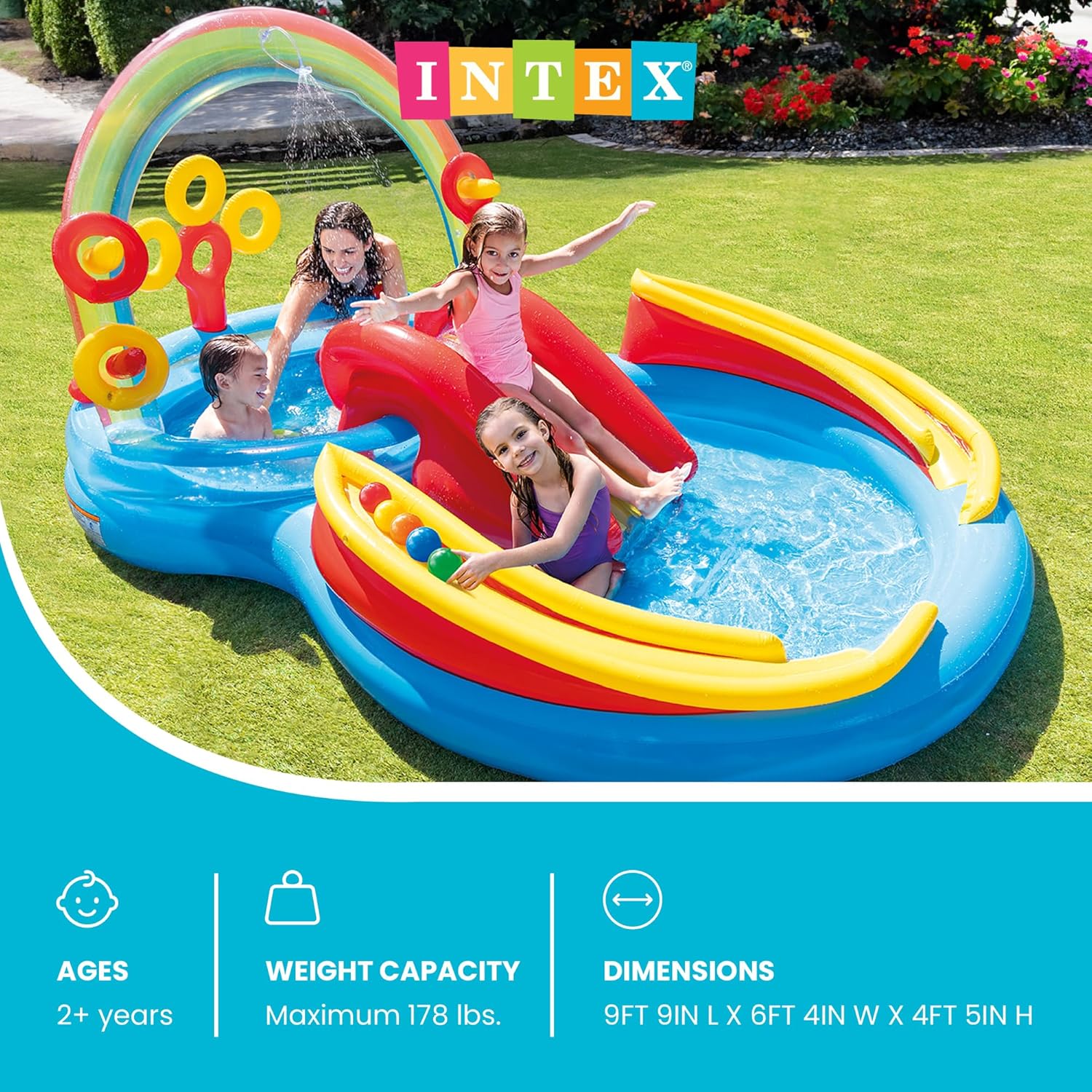 Detalle de Intex 57453NP Playground Arcobaleno – Piscina gonfiabile bambini 297x193x135 cm