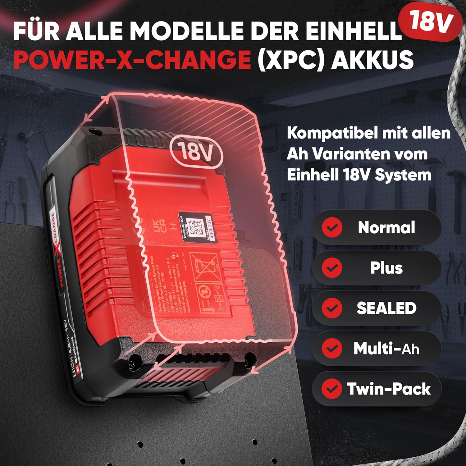 Detalle 2 de Adlerfokus Einhell Akku Wandhalterung 18V