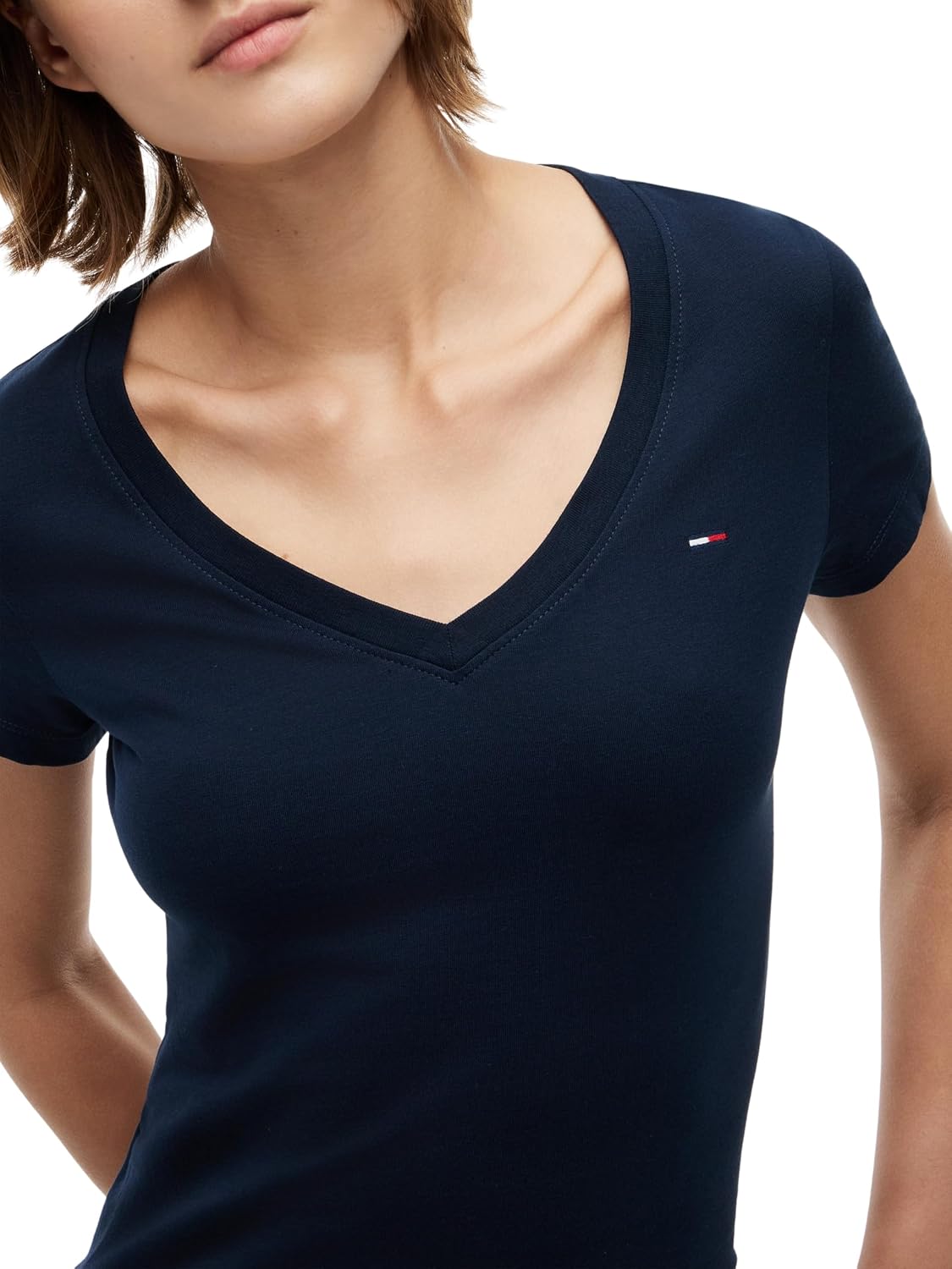 Detalle de Tommy Jeans T-Shirt Donna Slim a V in cotone rigenerato