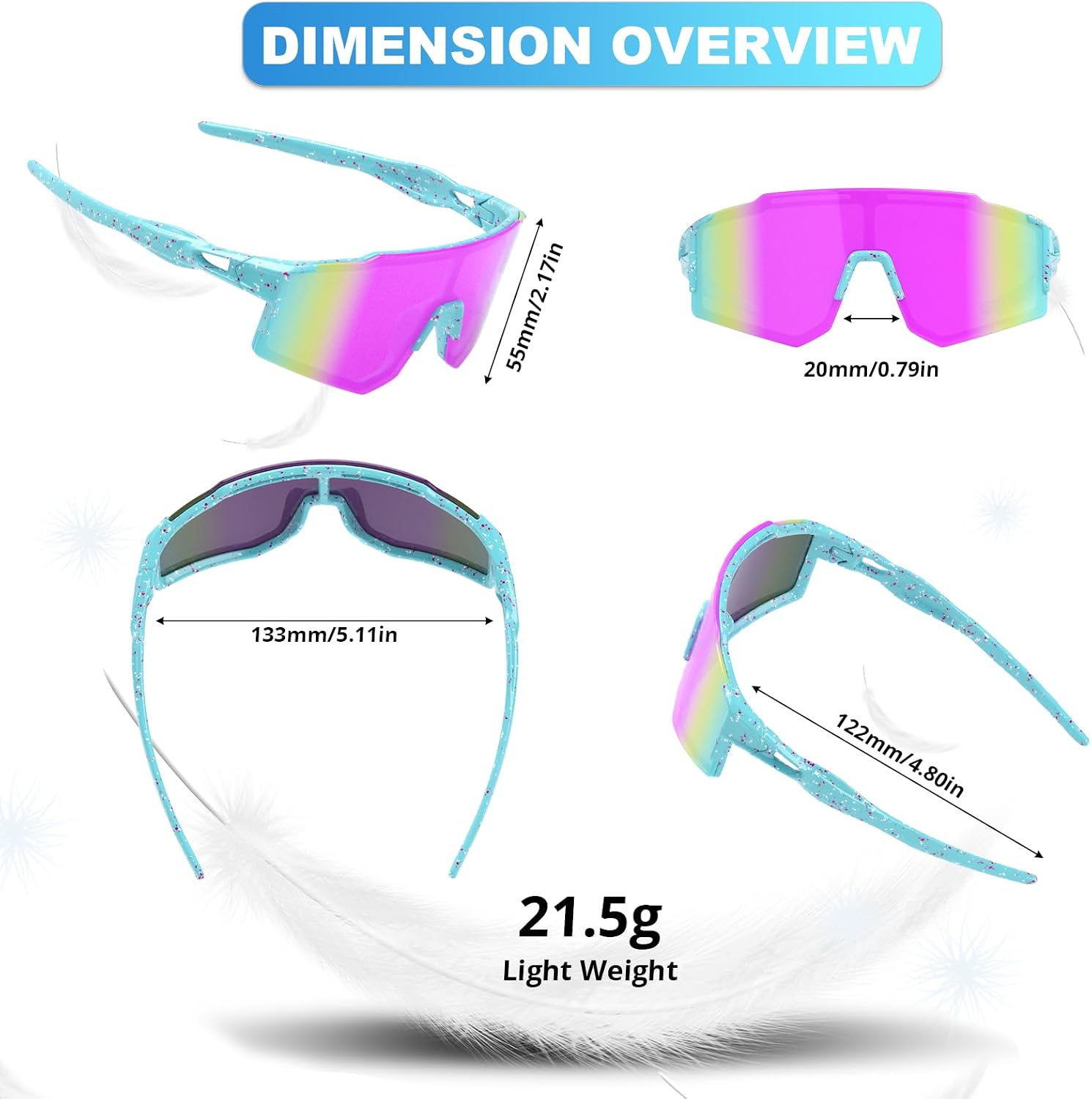 Detalle de CMBJJU Kids Sports Sunglasses, UV400 Wraparound Design, Ages 6–14