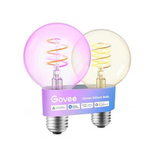 Detalle de Govee Smart Edison Glühbirne E27 G80 (2 Stück) – RGBWW Vintage LED mit Matter & Google Assistant