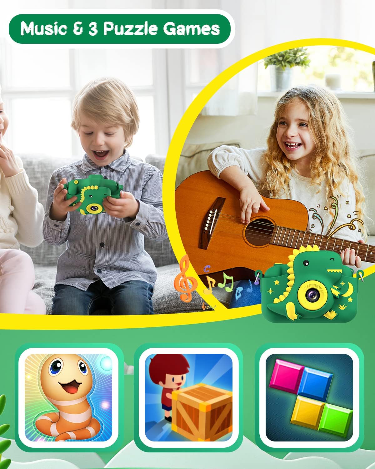 Thumbnail 4 de GREENKINDER Kids Camera 2.0” Dual Lens 20MP with 1080P Video, 32GB Card