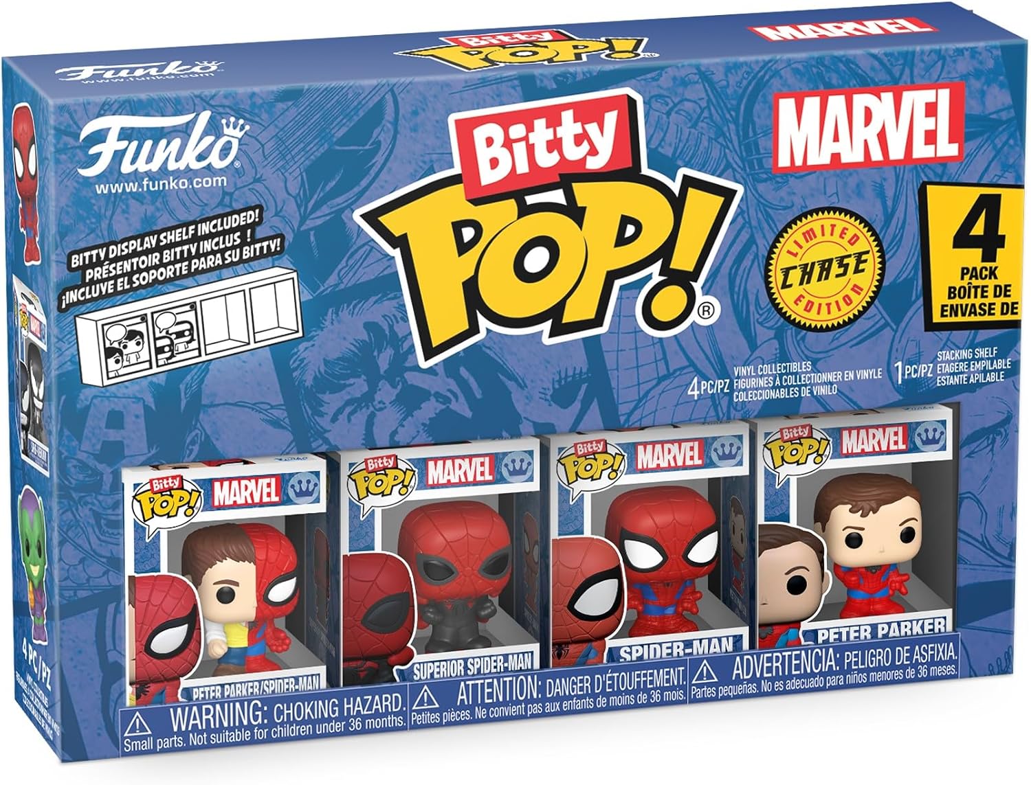 Detalle de Funko Bitty Pop! マーベル スパイダーマン 4体セット 2.3cmフィギュア・積み重ね可能なケース付き