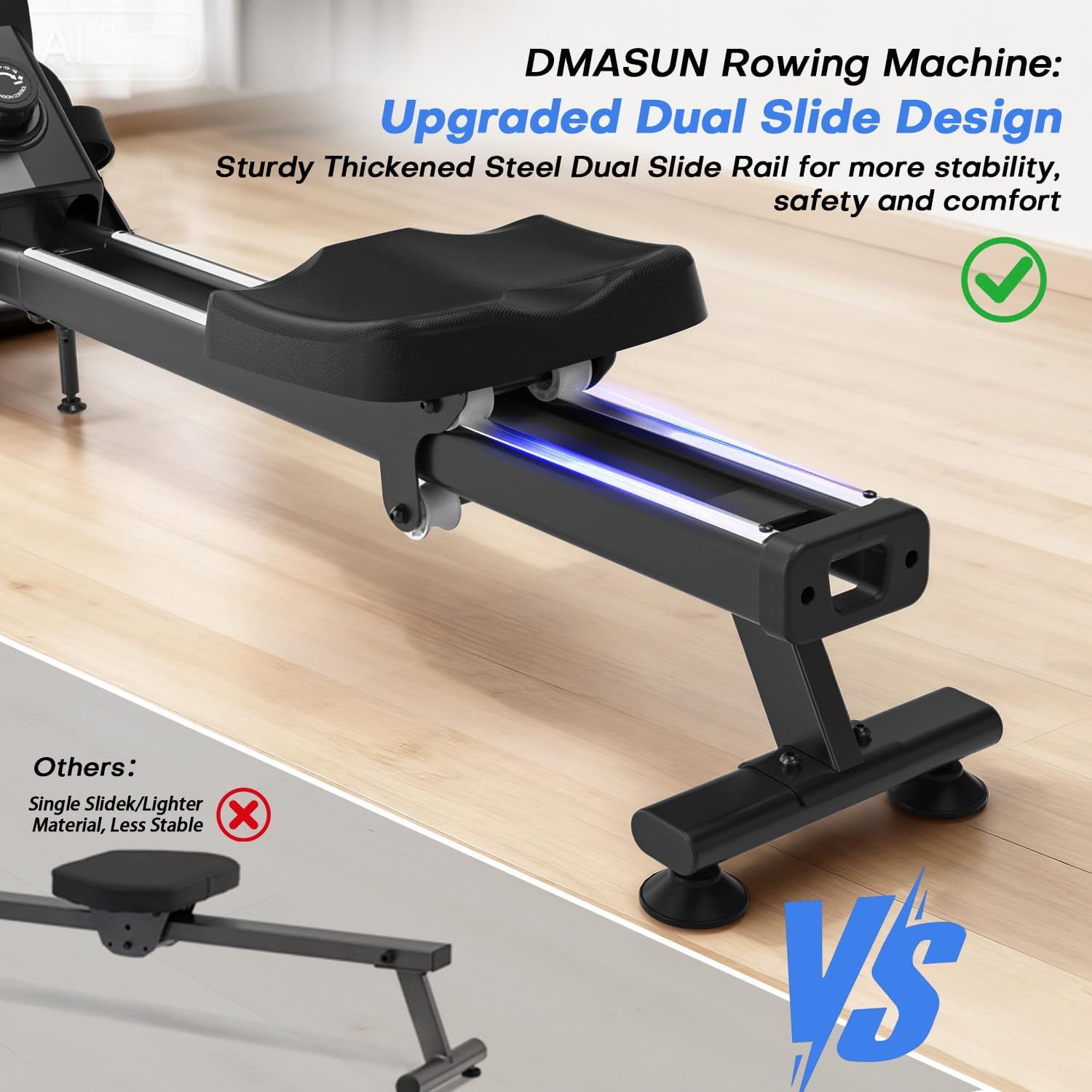 Thumbnail 6 de DMASUN upgrade magnetic rowing machine for home gym with 16/32 resistance levels, app compatibility and 350 lb capacity
