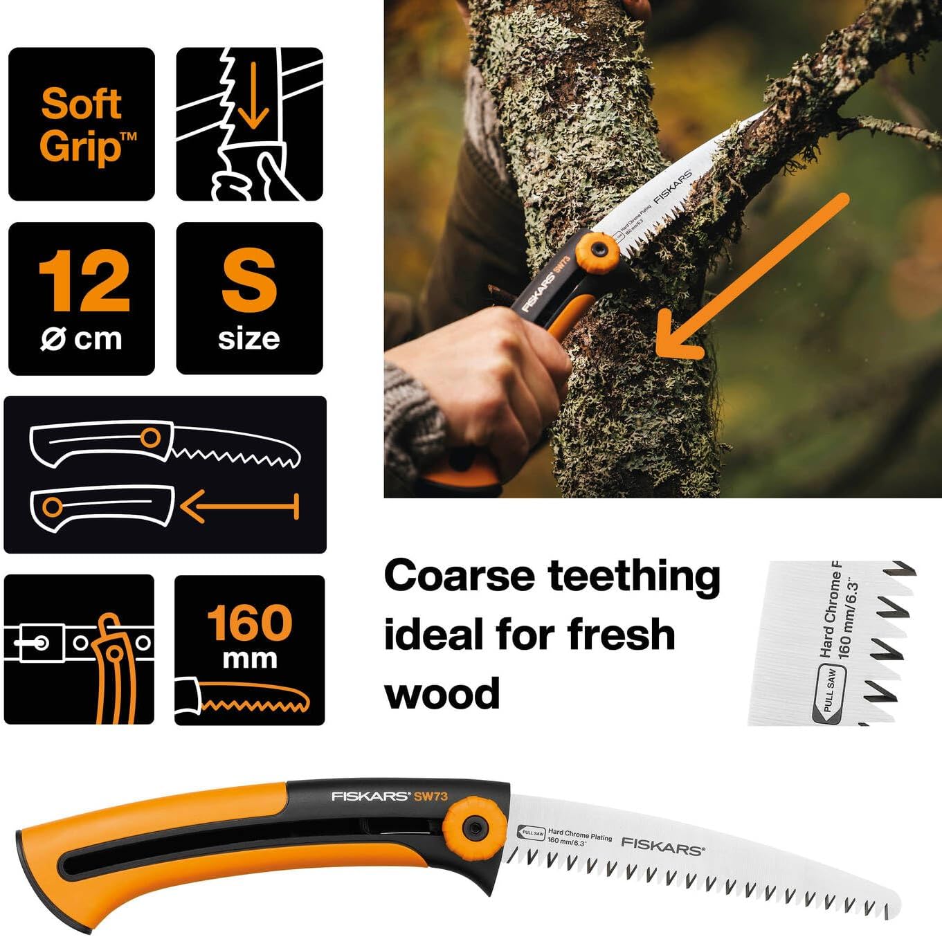 Thumbnail 1 de Fiskars Xtract SW73 Handsäge – Grobzahnung, einziehbares Sägeblatt, 16 cm Blatt