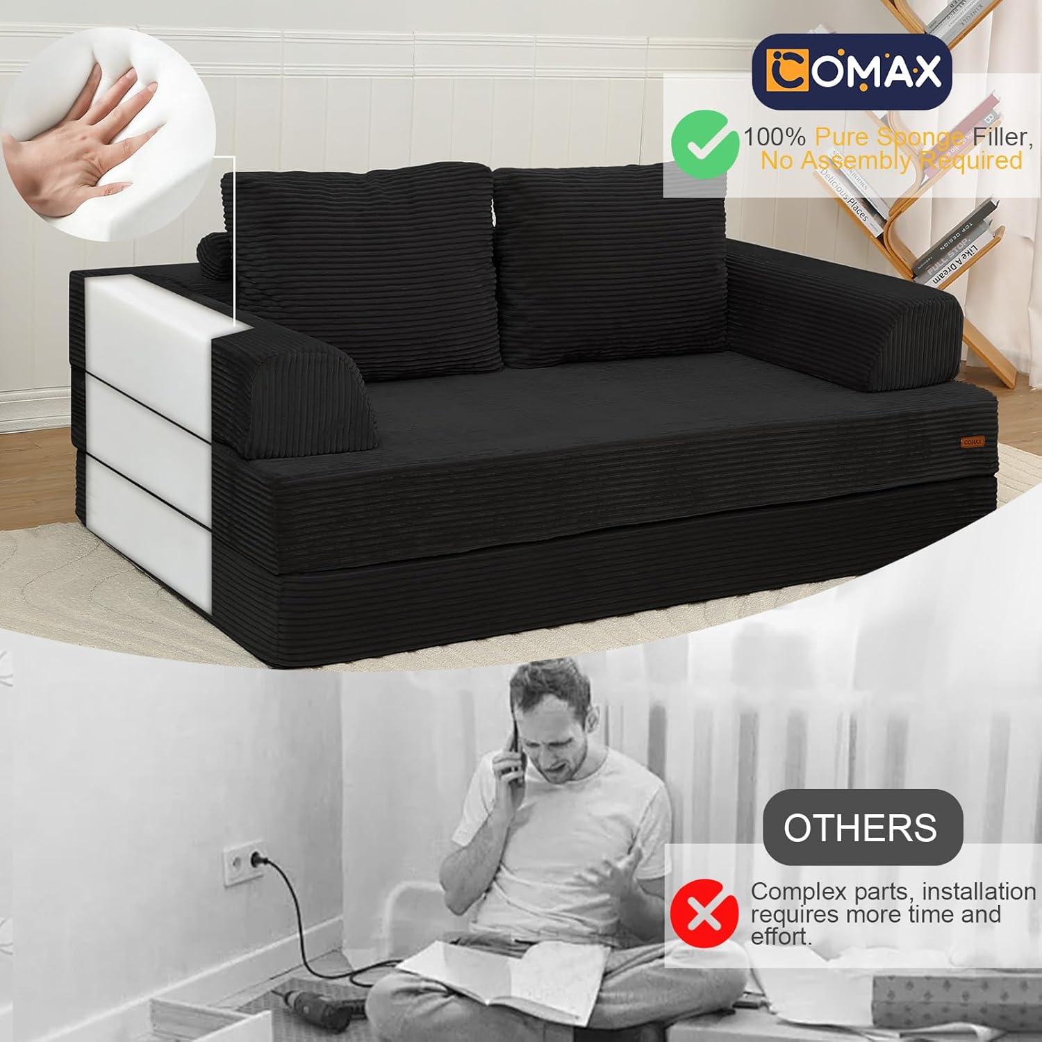 Thumbnail 3 de COMAX Futon Sofa Bed Convertible 4‑in‑1