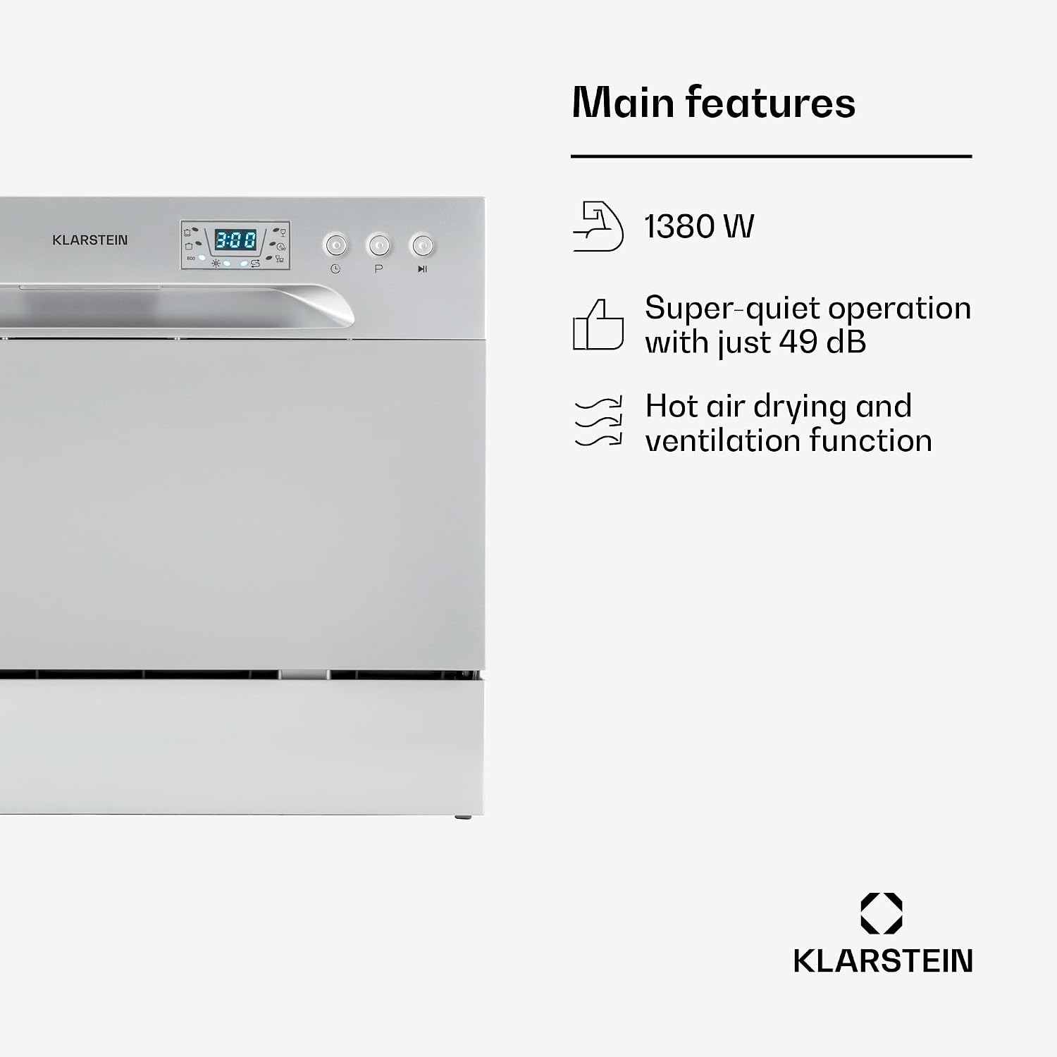 Detalle 2 de Klarstein DSM-Amazonia-6-Argen Table Top Dishwasher, 6 Place Settings