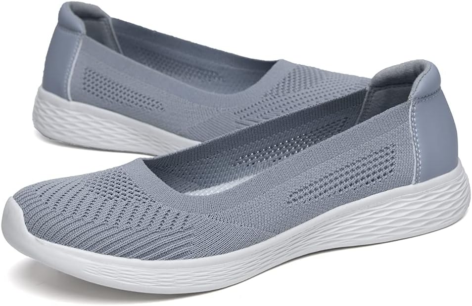 Thumbnail 6 de Puxowe Chaussures Slip-on Plates Basses en Maille pour Femmes – Gris Clair (37 EU)