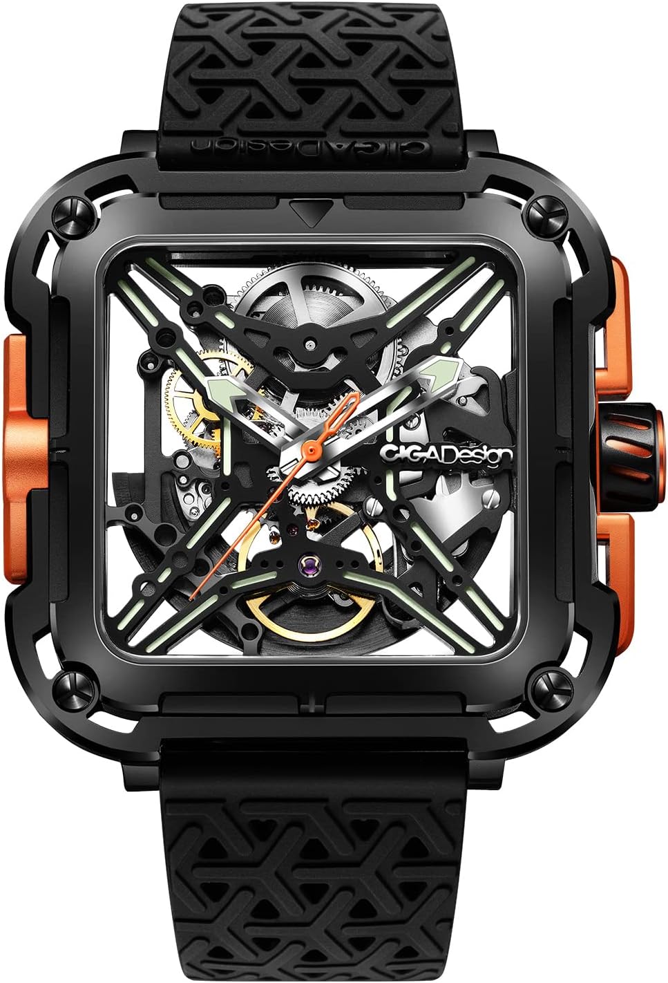 Detalle de CIGA Design Montre Automatique Homme Série X SUV – bracelet silicone, squelette avec verre saphir