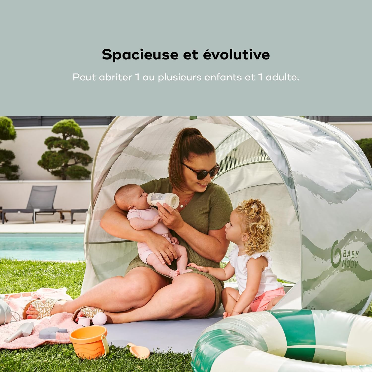 Thumbnail 6 de Babymoov Tente Anti-UV Bébé rafraîchissante Moov & Protect (UPF 50+, Pop-Up) – Grande tente de plage avec moustiquaire