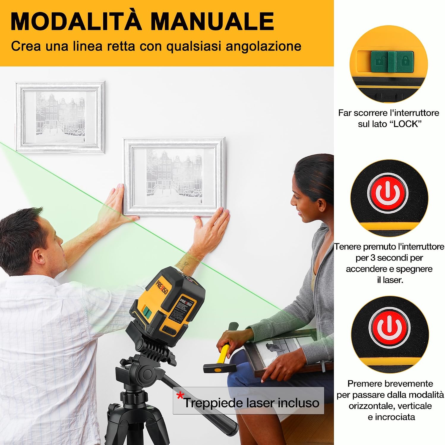 Thumbnail 3 de PREXISO Laser a Linee: Livella Laser Autolivellante con Tre Modalità e Supporto Magnetico