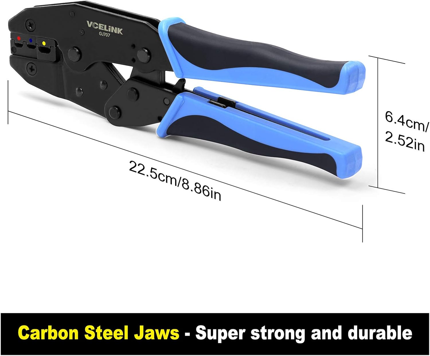 Thumbnail 3 de VCELINK GJ707 ratchet wire crimping tool for insulated electrical connectors (22–10 AWG)