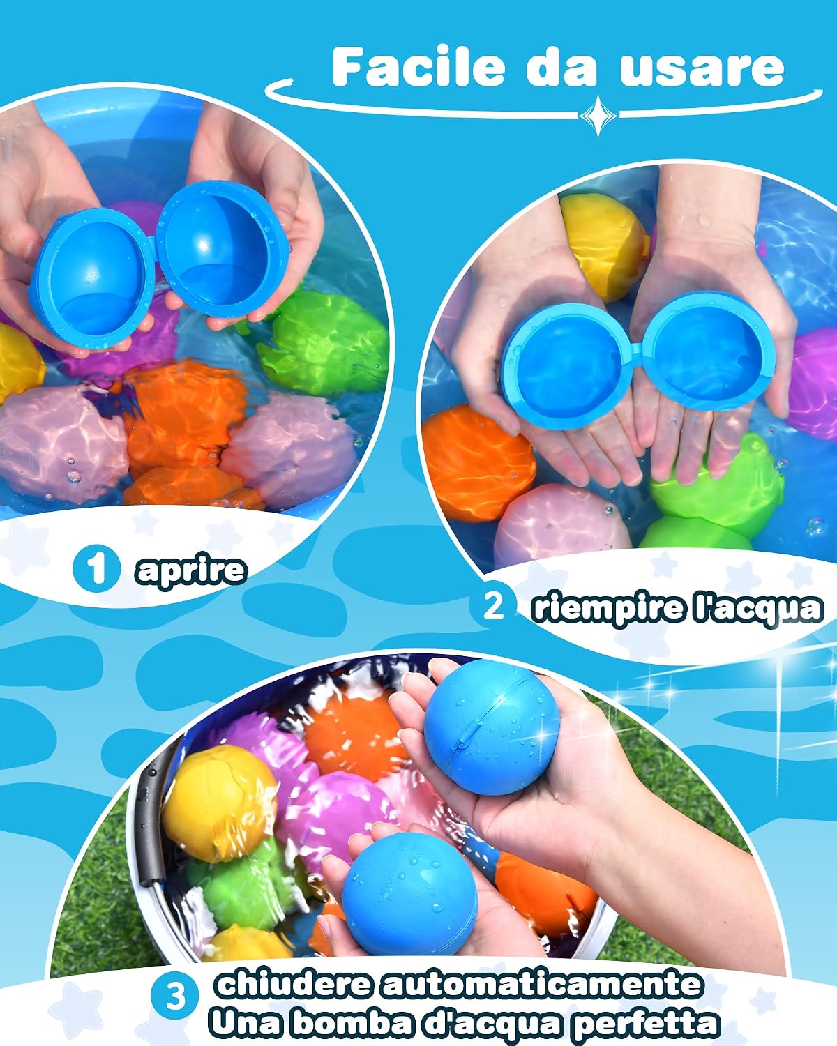 Thumbnail 1 de KOKODI Gavettoni Riutilizzabili Magnetici Auto Sigillanti: palloncini acqua in silicone BPA-free, 8 pezzi