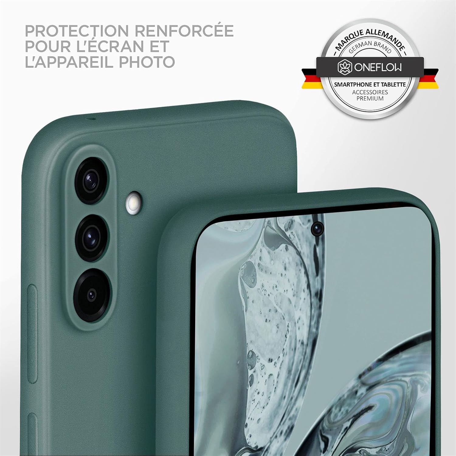 Detalle de ONEFLOW Coque de protection souple pour Samsung Galaxy A36 5G — silicone avec protection de l'appareil photo et écran (Bleu pétrole)