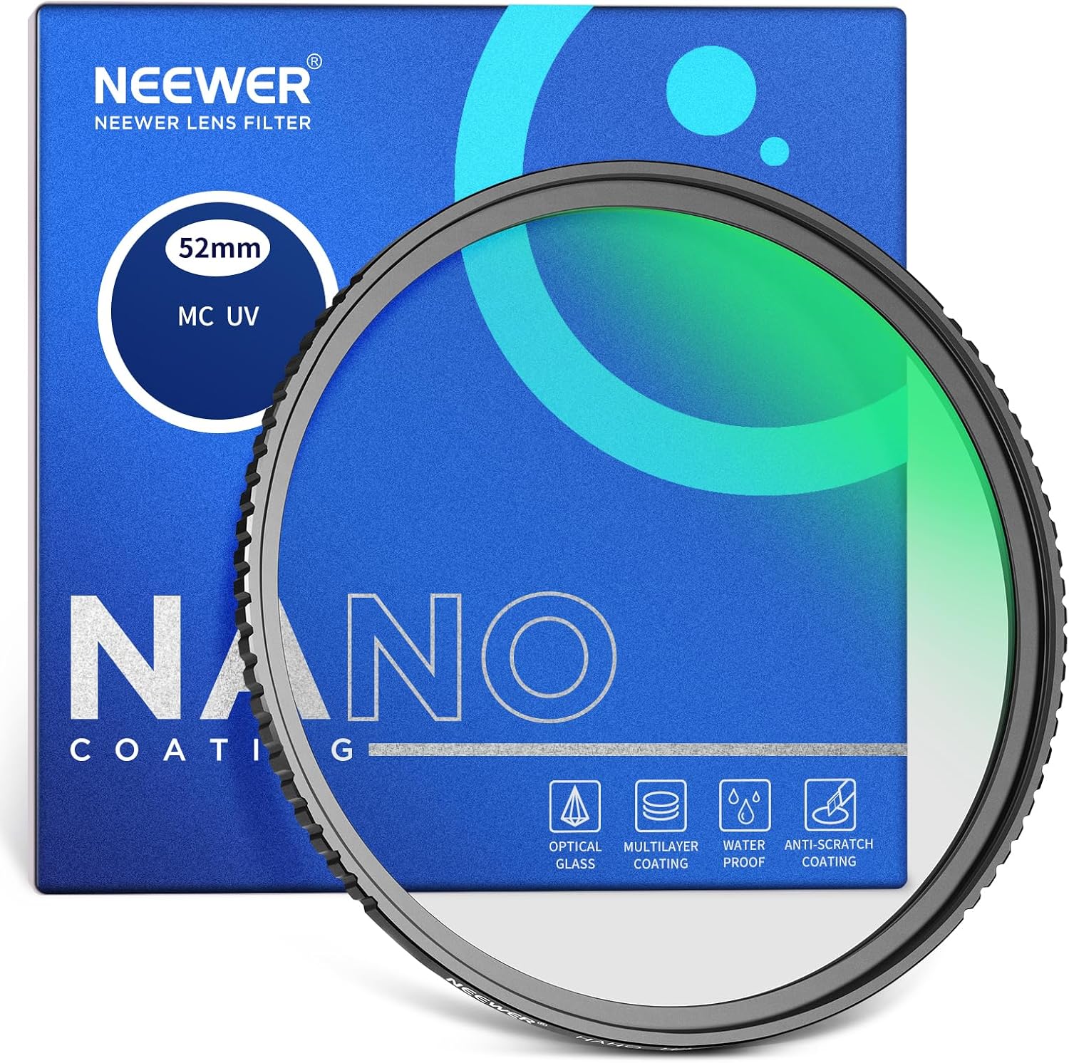 NEEWER 52mm MC UV保護フィルター 24層コーティング・HD光学ガラス・薄型アルミ枠