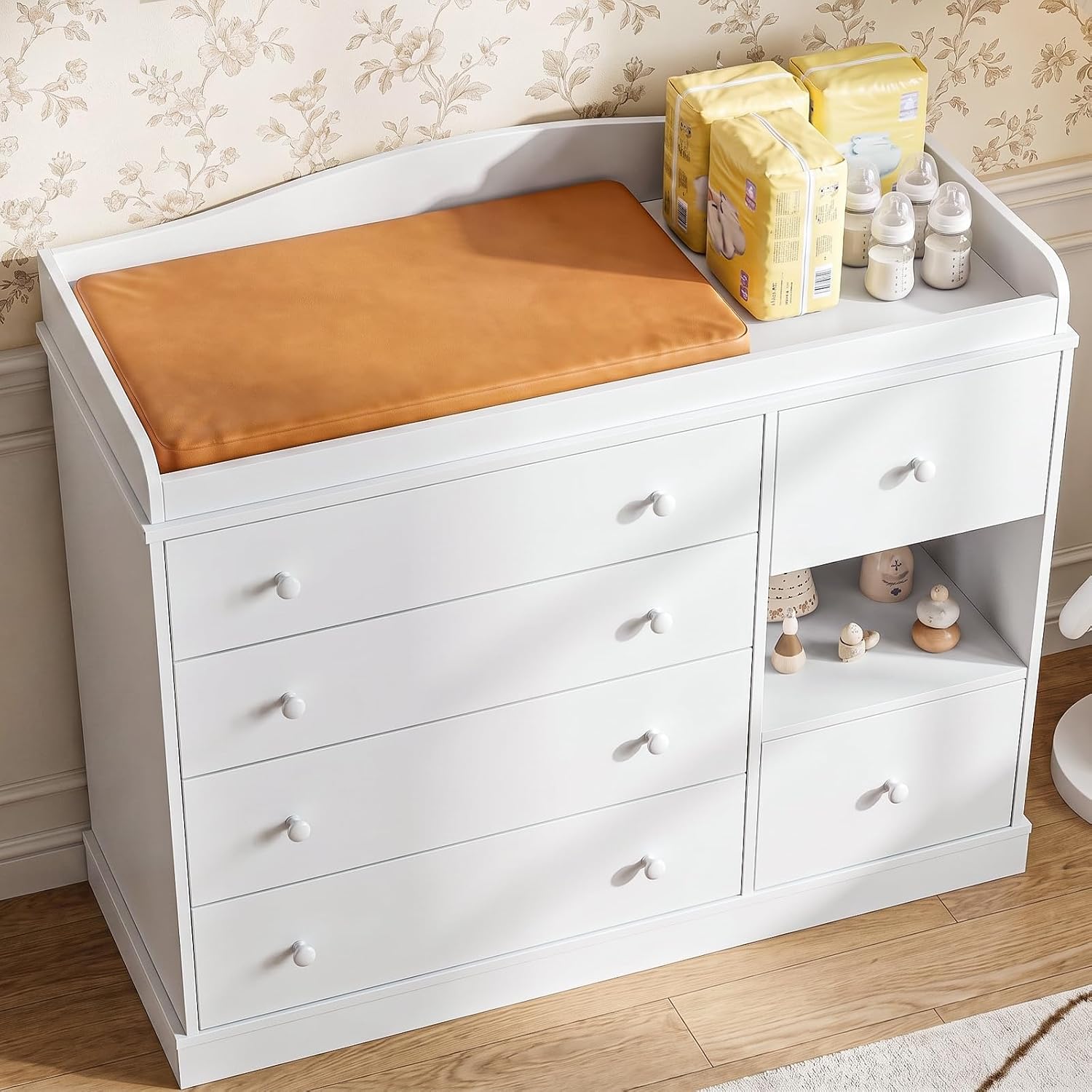 Thumbnail 4 de Vabches DA0541 Kids Dresser with Changing Table, 6 Drawers and Shelf, White