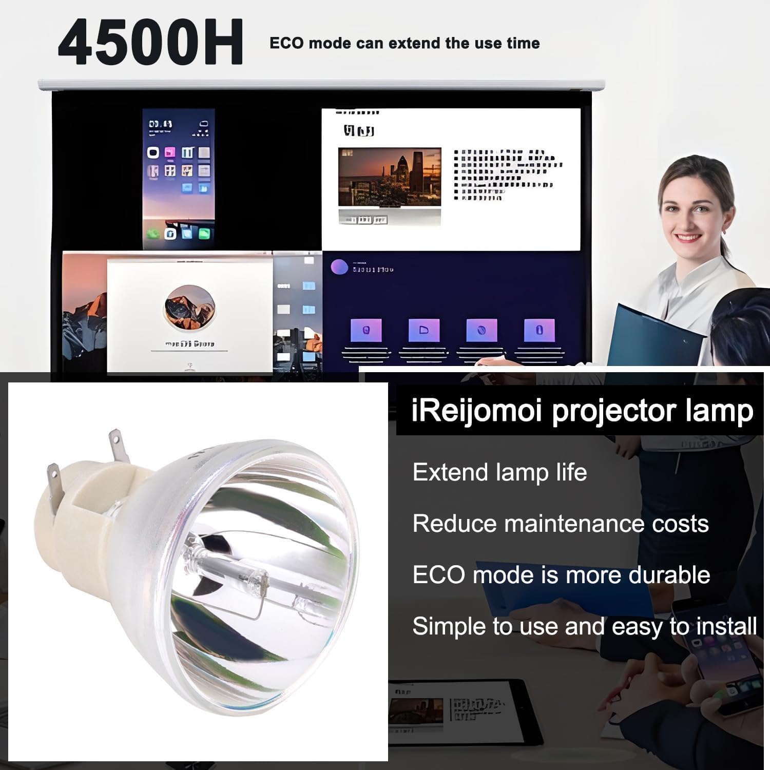 Thumbnail 1 de iReijomoi Replacement Lamp 5J.J7L05.001 / 5J.J9H05.001 (bare bulb) for selected BenQ projectors