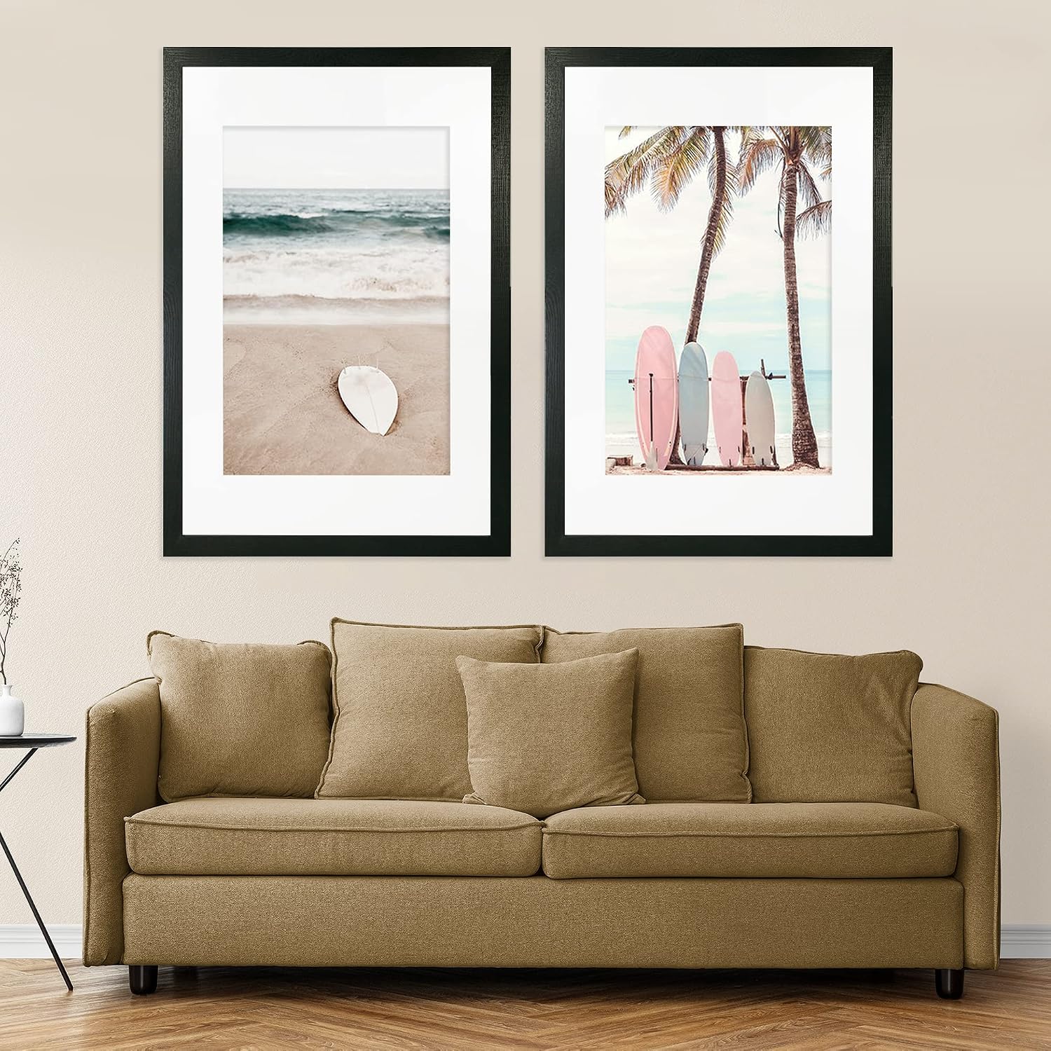 Thumbnail 6 de Hongkee 24x30 Frame Set of 2 in Rustic Black Wood Style (HD Plexiglass) for 24x30 Posters or 18x24 Photos with Mat