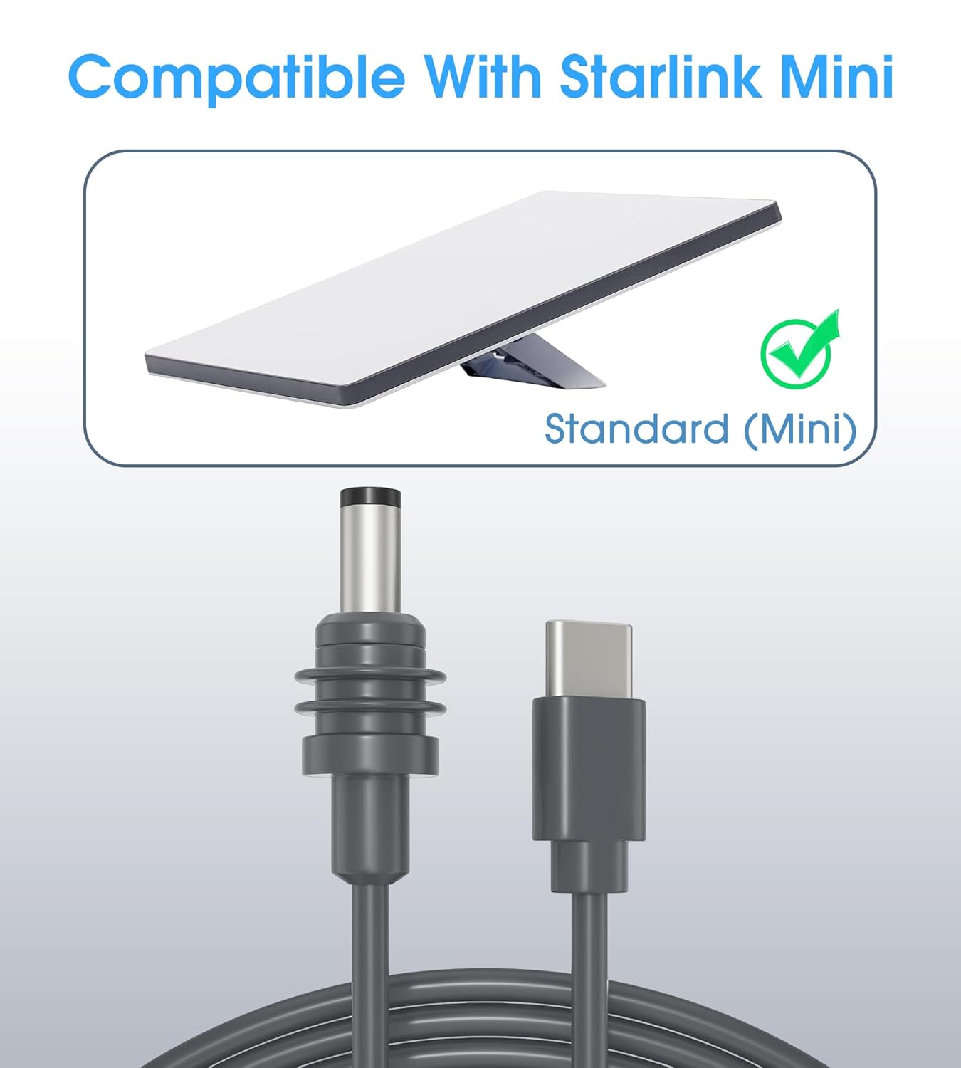 Detalle 2 de MEKEET Starlink Mini USB Cable 16.4FT/5M: USB-C to DC Power Cable for Outdoor Use