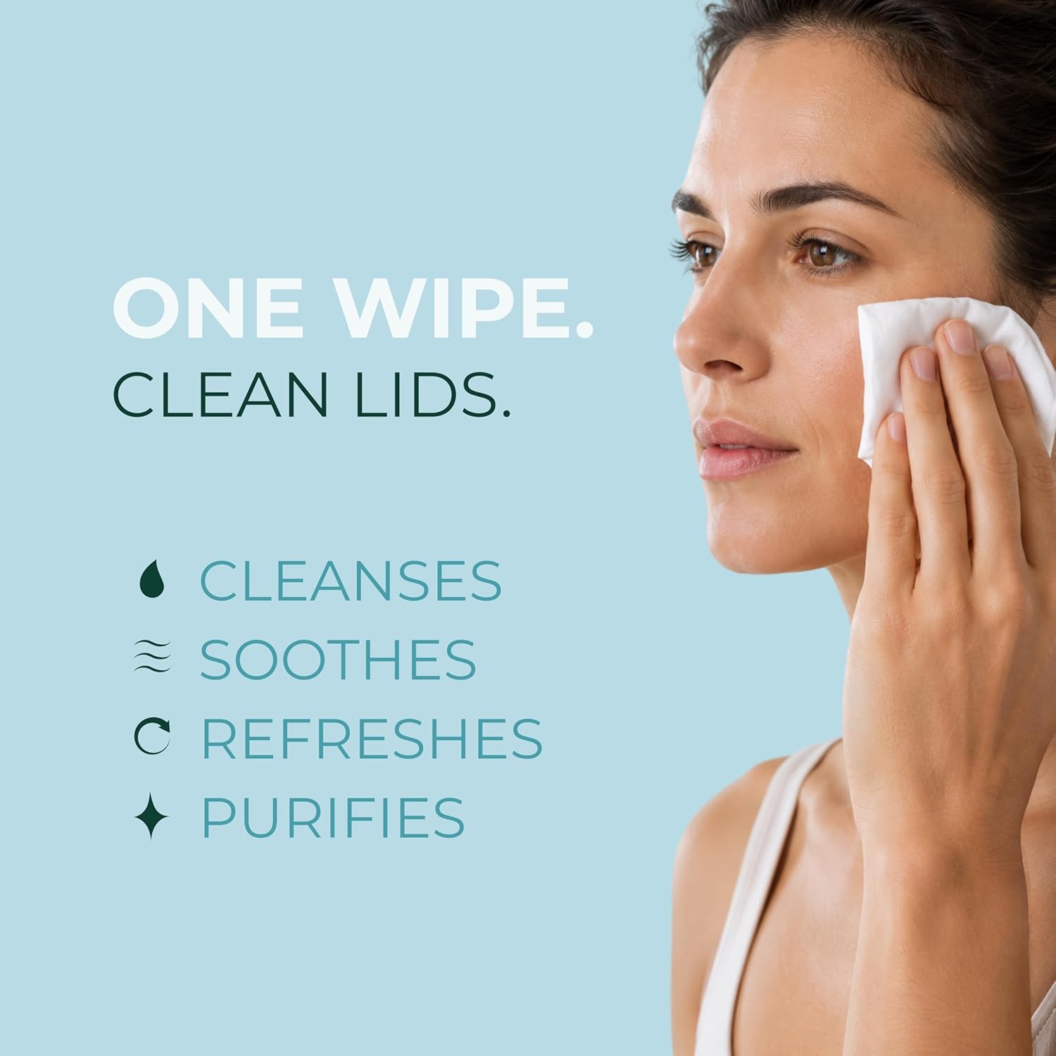 Detalle de NOVEHA 120PCs Eyelid & Lash Wipes — Gentle Eye Cleansing for Itchy Eyes, Blepharitis & Styes