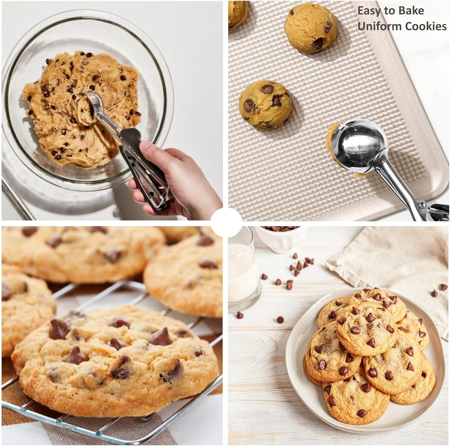 Thumbnail 4 de Cookie Scoop Set, 3Pcs: Ice Cream Scoops with Trigger Release (18/8 Stainless, Non-Slip Grip)