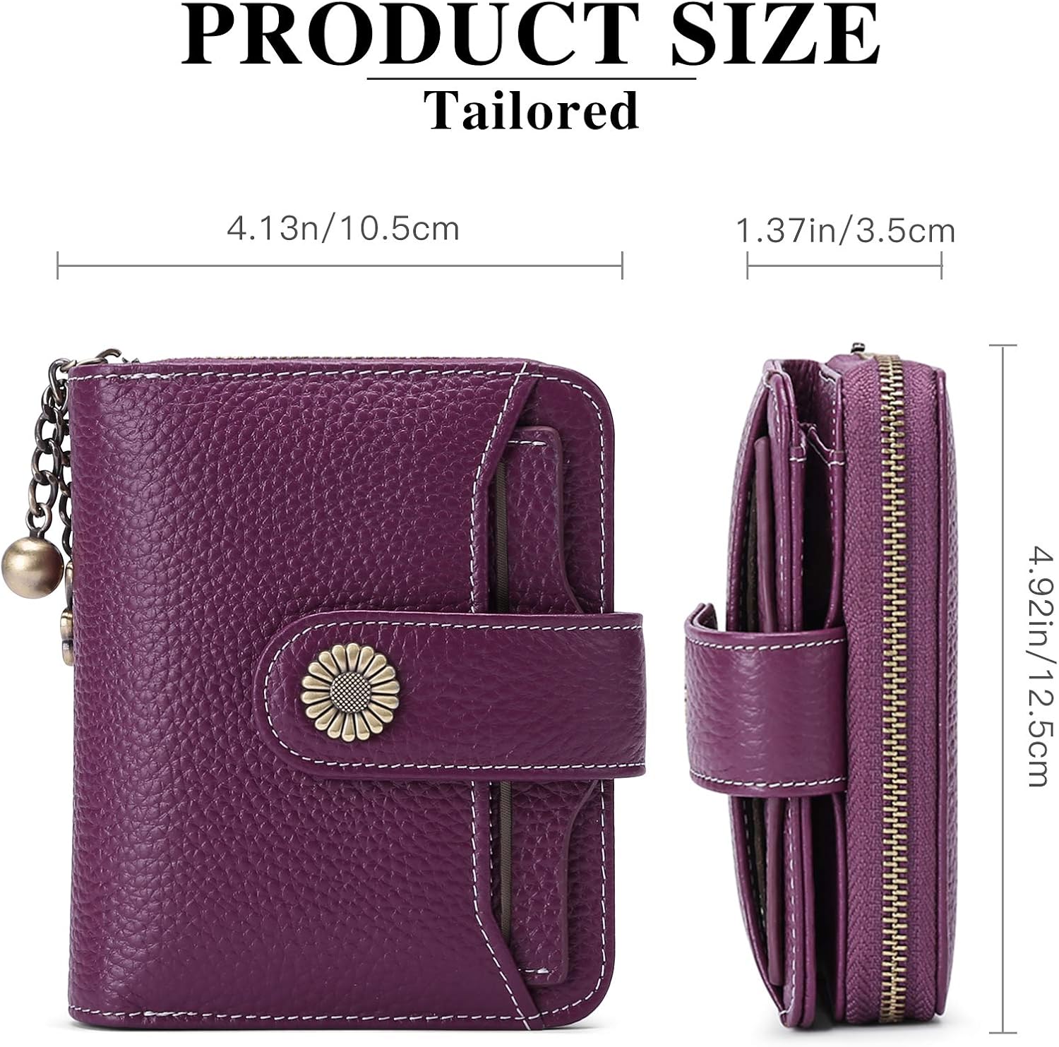 Detalle 2 de SENDEFN Genuine Leather Small Bifold Wallet with RFID Protection