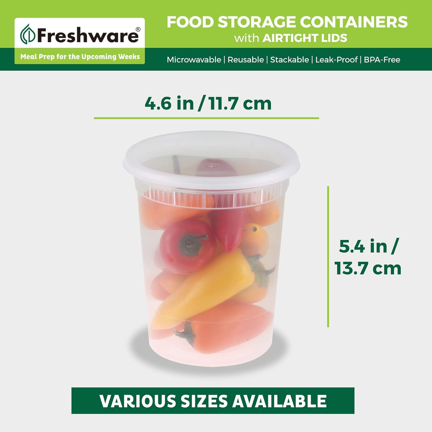 Thumbnail 2 de Freshware 24-Count 32 oz Plastic Deli Containers with Lids - Leakproof, BPA Free, Stackable, Microwave/Dishwasher/Freezer Safe