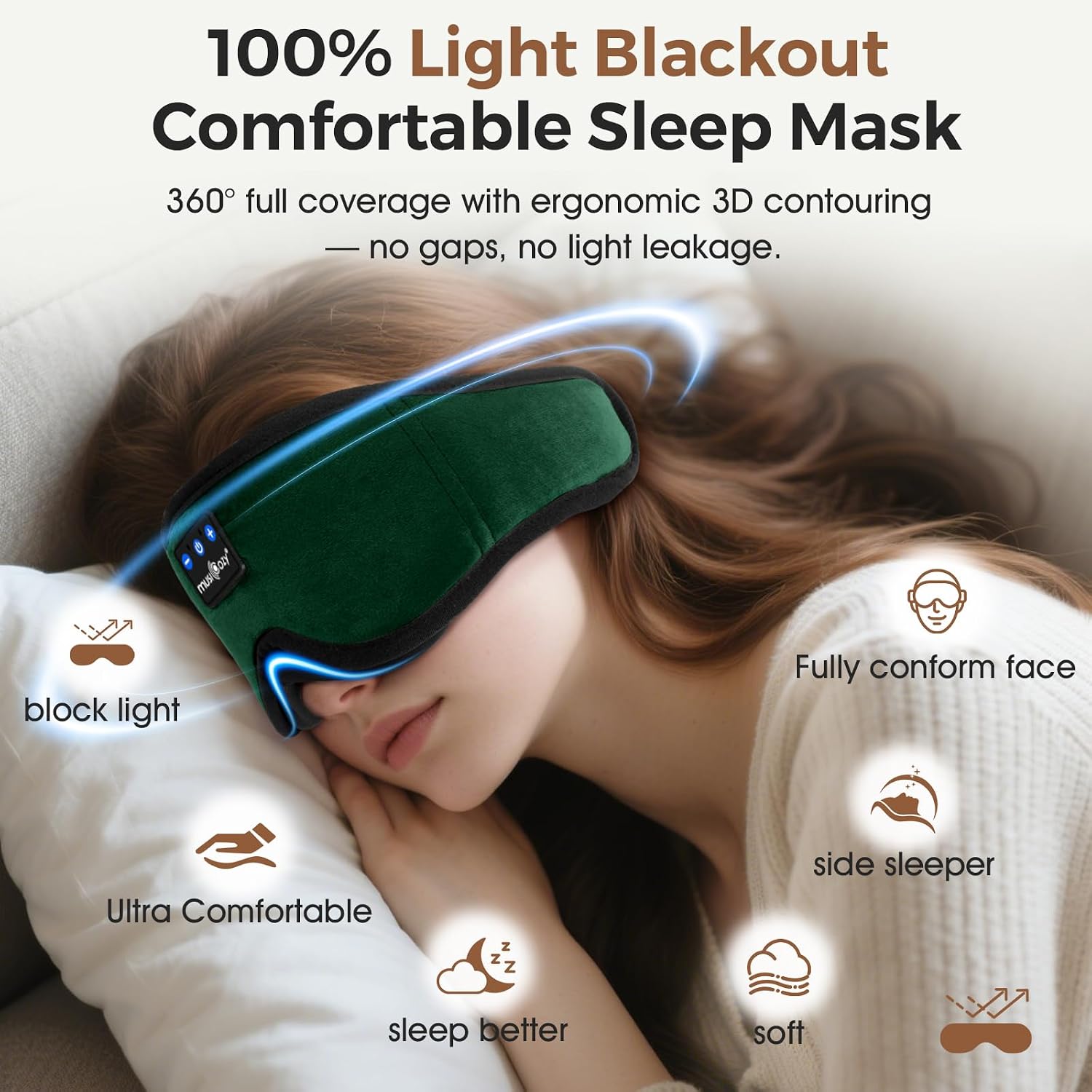 Detalle 2 de MUSICOZY Sleep mask Headphones 14H playtime
