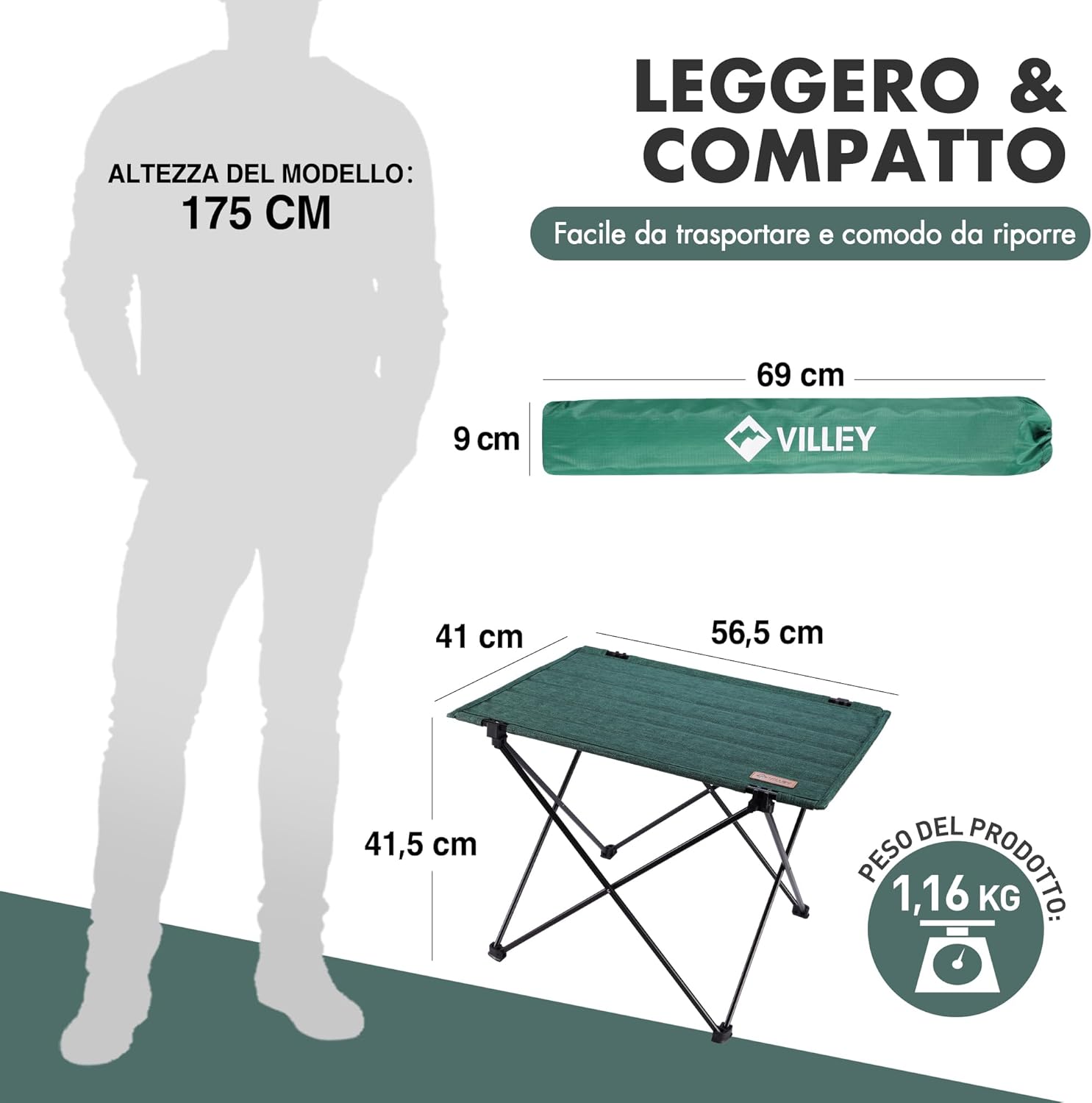 Thumbnail 2 de VILLEY Tavolo pieghevole da campeggio 25 kg