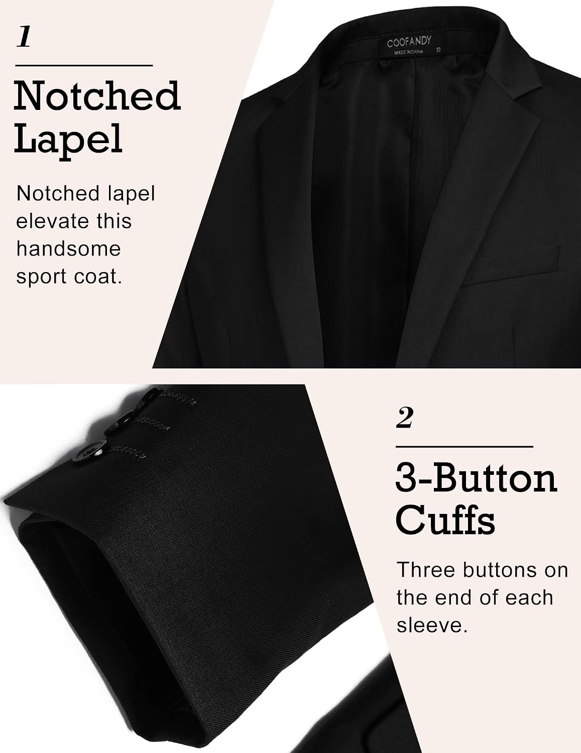 Detalle 2 de COOFANDY Mens Sport Coat One Button Blazer